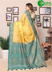 Lovely Mustard Color Banarasi Silk Trendy with Weaving Work Saree